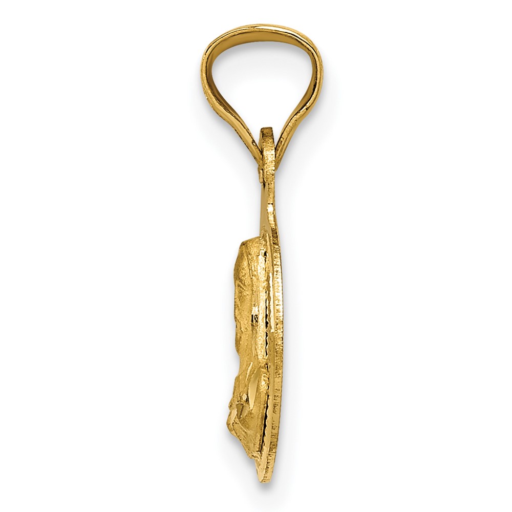 14K Polished D/C Sagrado Corazon Circle Pendant (K5593)