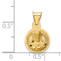 14K Yellow Gold Polished Diamond-cut Solid Sagrado Corazon De Jesus Round Pendant view 4