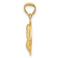 14K Yellow Gold Polished Diamond-cut Solid Sagrado Corazon De Jesus Round Pendant view 2