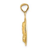 14K Yellow Gold Polished Diamond-cut Solid Sagrado Corazon De Jesus Round Pendant view 2