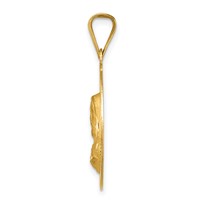 14K Yellow Gold Polished Diamond-cut Solid Sagrado Corazon De Jesus Round Pendant view 2