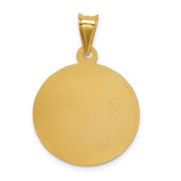 14K Yellow Gold Polished Diamond-cut Solid Sagrado Corazon De Jesus Round Pendant view 3