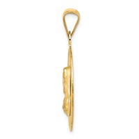 14K Polished Diamond-cut Large Solid Sagrado Corazon De Jesus Round Pendant view 2