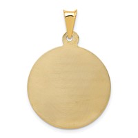 14K Polished Diamond-cut Large Solid Sagrado Corazon De Jesus Round Pendant view 4