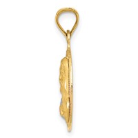 14K Pendant with Rose and White Rhodium Diamond-cut Solid Sagrado Corazon De Jesus Round view 2