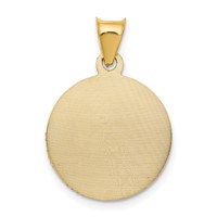 14K Pendant with Rose and White Rhodium Diamond-cut Solid Sagrado Corazon De Jesus Round view 4