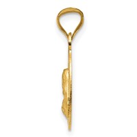 14K Yellow Gold Polished Diamond-cut Solid Sagrado Corazon De Jesus Oval Pendant view 2