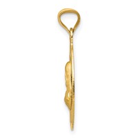 14K Yellow Gold Polished Diamond-cut Solid Sagrado Corazon De Jesus Oval Pendant view 2