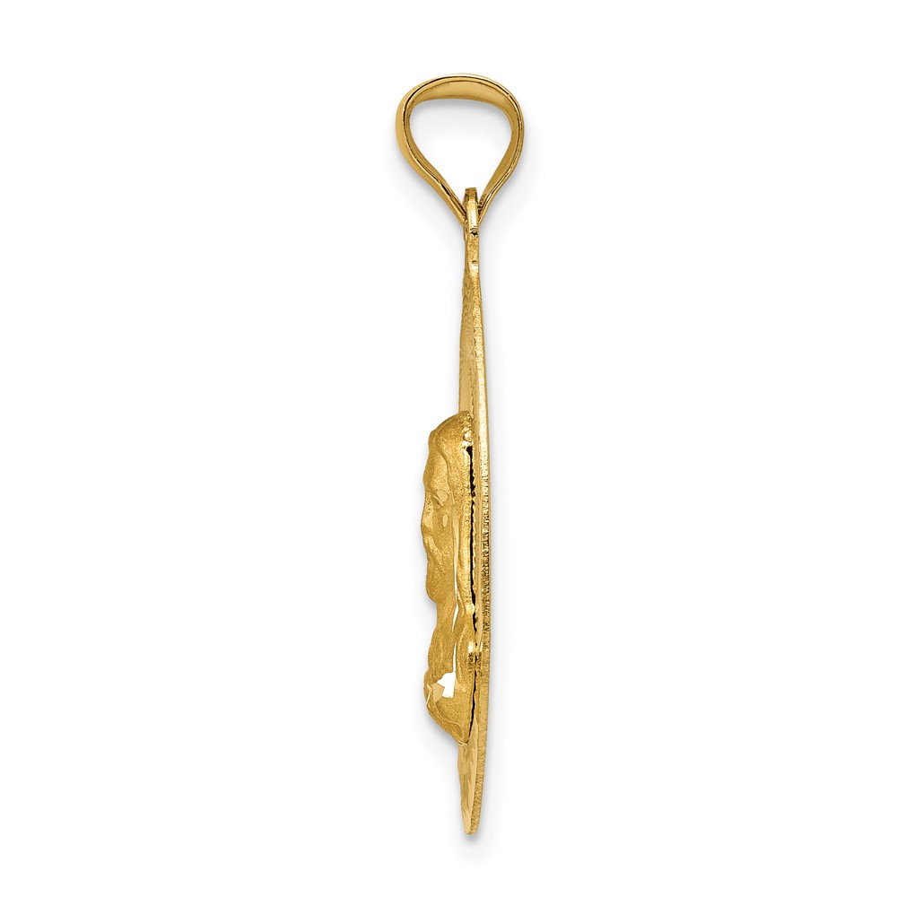 14K Polished D/C Sagrado Corazon Oval Pendant (K5605)