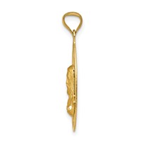 14K Yellow Gold Polished Diamond-cut Solid Sagrado Corazon De Jesus Oval Pendant view 2