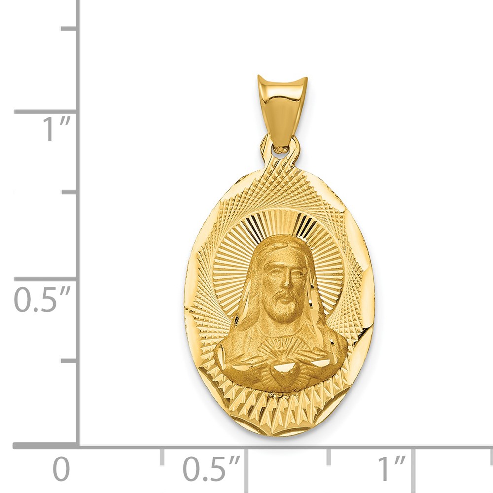 14K Polished D/C Sagrado Corazon Oval Pendant (K5605)