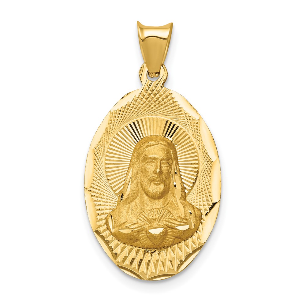 14K Polished D/C Sagrado Corazon Oval Pendant (K5605)