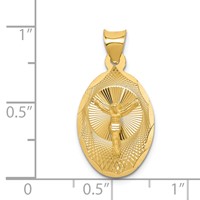 14K Yellow Gold Polished Diamond-cut Corpus Oval Pendant view 4