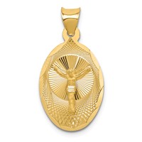 14K Yellow Gold Polished Diamond-cut Corpus Oval Pendant view 1