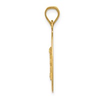 14K Pendant with Rose and White Rhodium Diamond-cut Corpus Oval view 2