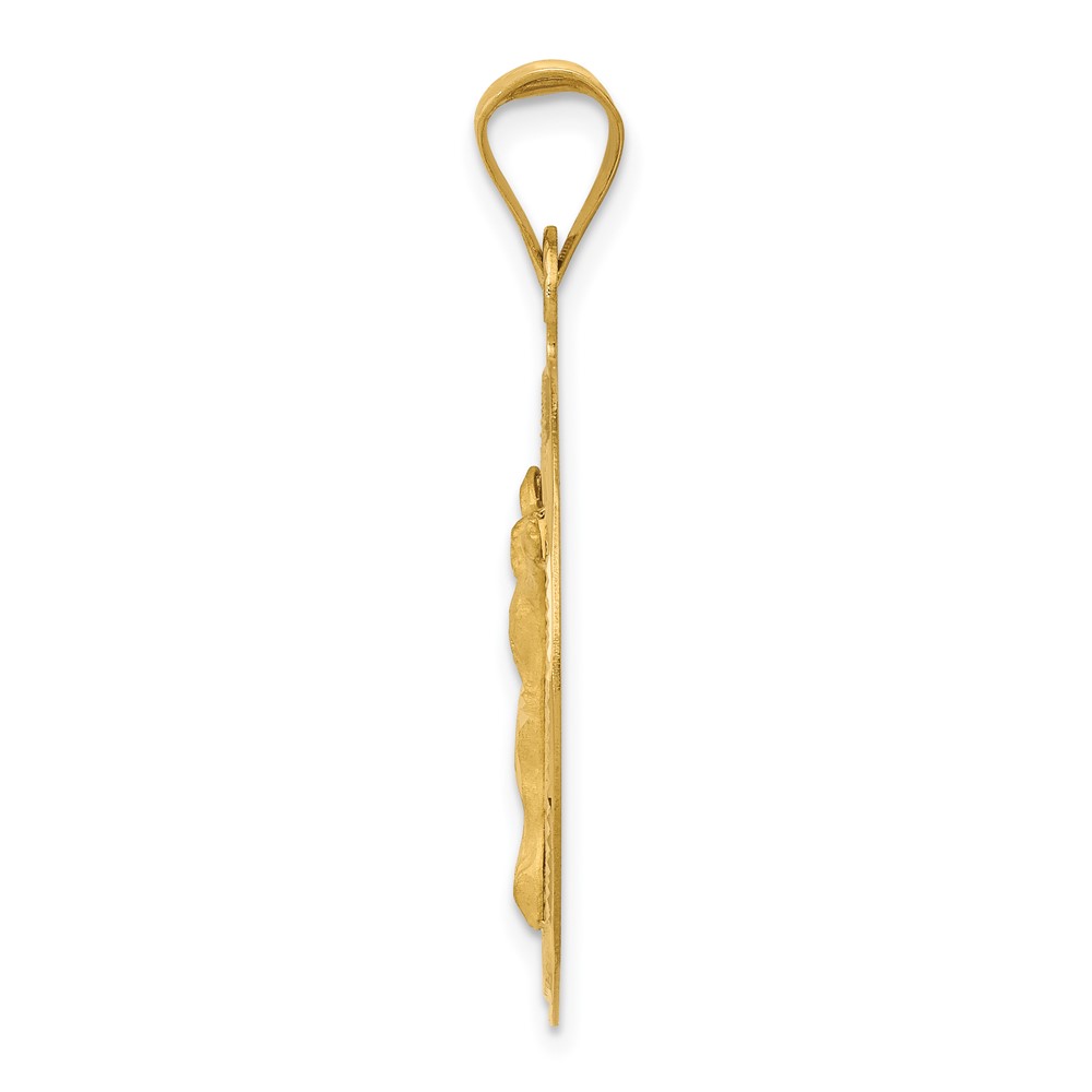 14K Polished D/C Corpus Circle Pendant (K5616)