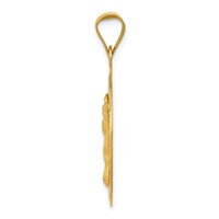14K Yellow Gold Polished Diamond-cut Corpus Circle Pendant view 2