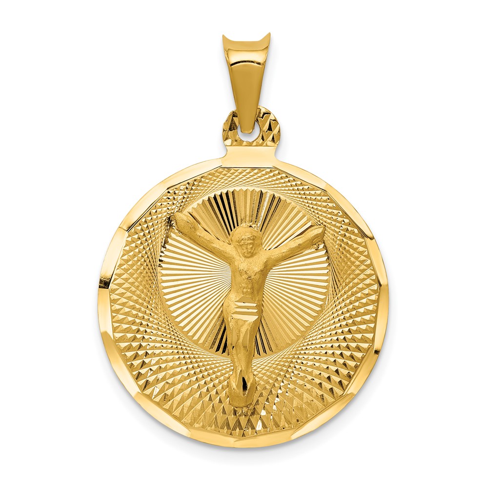 14K Polished D/C Corpus Circle Pendant (K5616)