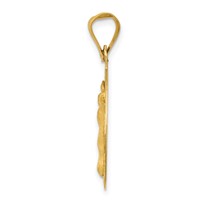 14K Yellow Gold Polished Diamond-cut Corpus Circle Pendant view 2