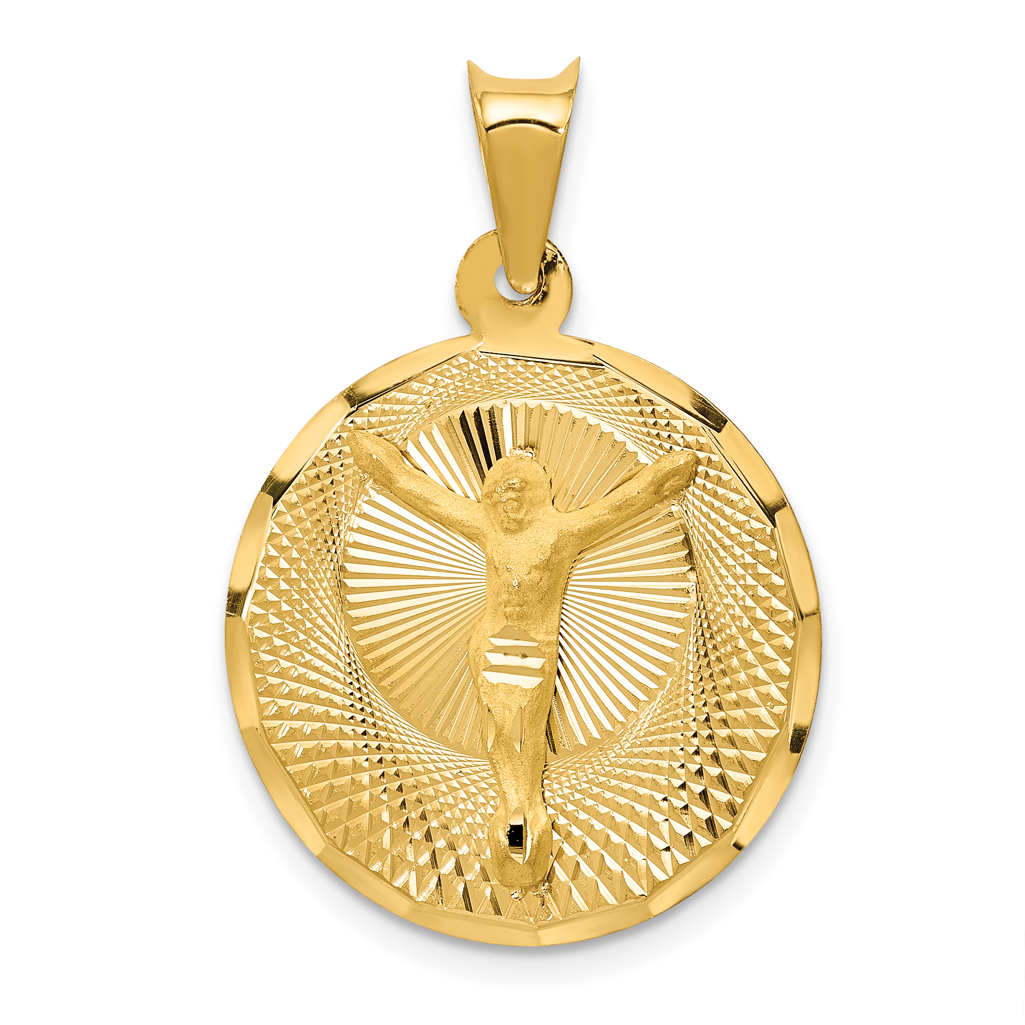 14K Polished D/C Corpus Circle Pendant (K5617)