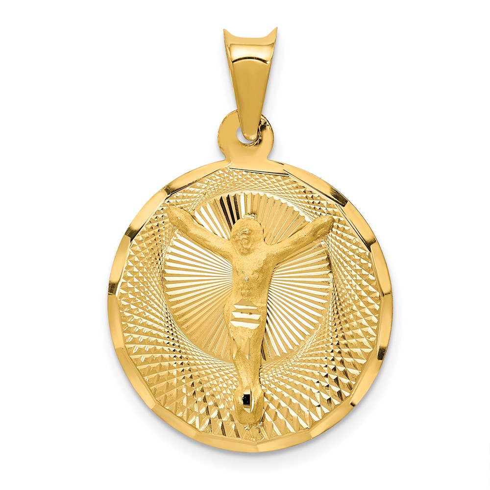 14K Polished D/C Corpus Circle Pendant (K5617)