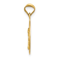 14K Yellow Gold Polished Diamond-cut Corpus Circle Pendant view 2
