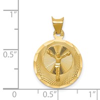 14K Yellow Gold Polished Diamond-cut Corpus Circle Pendant view 3