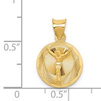 14K Yellow Gold Polished Diamond-cut Corpus Circle Pendant view 3