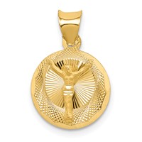 14K Yellow Gold Polished Diamond-cut Corpus Circle Pendant view 1