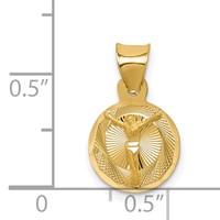 14K Yellow Gold Polished Diamond-cut Corpus Circle Pendant view 4