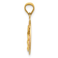 14K Pendant with Rose and White Rhodium Diamond-cut Corpus Circle view 2