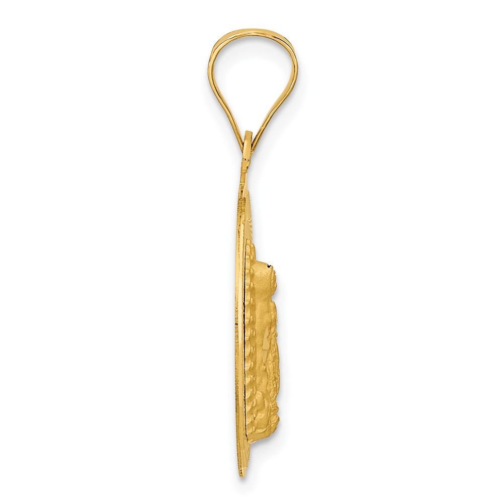14K Polished D/C Lady Of Guadalupe Circle Pendant (K5626)