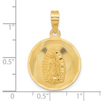 14K Yellow Gold Polished Diamond-cut Solid Our Lady of Guadalupe Round Pendant view 4