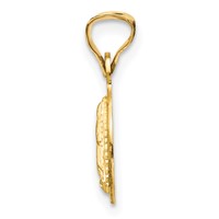 14K Pendant with Rose and White Rhodium Polished Diamond-cut Solid Our Lady of Guadalupe Round view 2