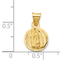 14K Pendant with Rose and White Rhodium Polished Diamond-cut Solid Our Lady of Guadalupe Round view 3