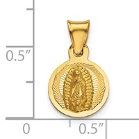 14K Yellow Gold Polished Diamond-cut Semi-solid Our Lady of Guadalupe Round Pendant view 4