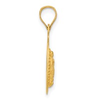 14K Yellow Gold Polished Diamond-cut Solid Our Lady of Guadalupe Round Pendant view 2