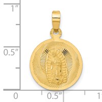 14K Yellow Gold Polished Diamond-cut Solid Our Lady of Guadalupe Round Pendant view 4