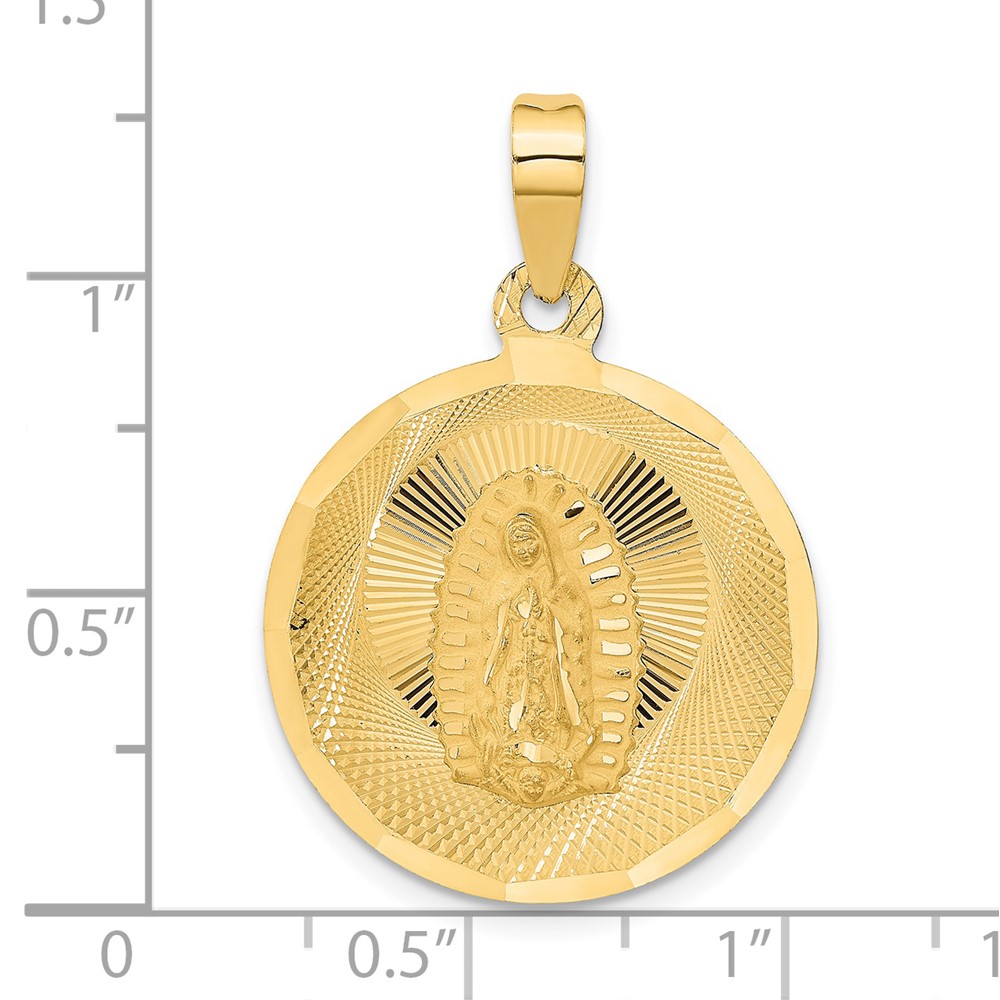 14K Polished D/C Lady Of Guadalupe Circle Pendant (K5632)