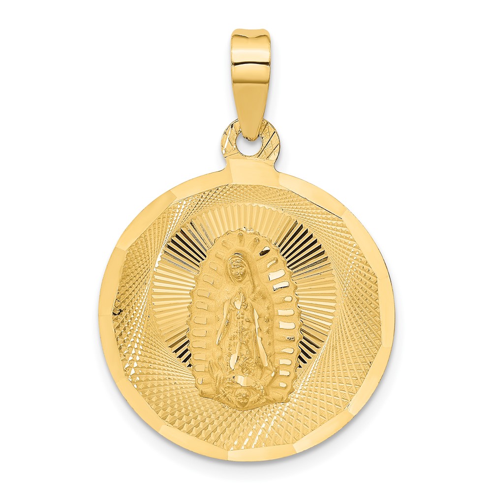 14K Polished D/C Lady Of Guadalupe Circle Pendant (K5632)