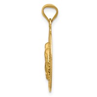 14K Yellow Gold Polished Diamond-cut Semi-solid Our Lady of Guadalupe Oval Pendant view 2