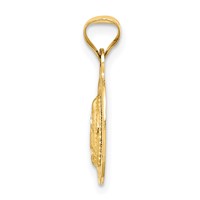 14K Pendant with Rose and White Rhodium Diamond-cut Solid Our Lady of Guadalupe Oval view 2