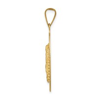 14K Pendant with Rose and White Rhodium Diamond-cut Solid Our Lady of Guadalupe Oval view 2