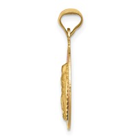 14K Pendant with Rose and White Rhodium Polished Diamond-cut Solid Our Lady of Guadalupe Round view 2