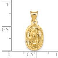 14K Yellow Gold Polished Diamond-cut Semi-solid Our Lady of Guadalupe Oval Pendant view 4