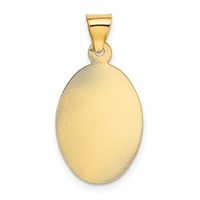 14K Yellow Gold Polished and Satin Solid Our Lady of Guadalupe Oval Pendant view 3