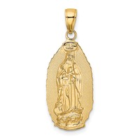 14K Yellow Gold Polished and Satin Solid Our Lady of Guadalupe Pendant view 3