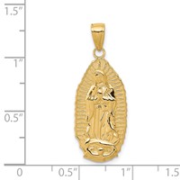14K Yellow Gold Polished and Satin Solid Our Lady of Guadalupe Pendant view 4