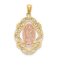 14K Two-tone Pendant with White Rhodium Our Lady of Guadalupe view 4