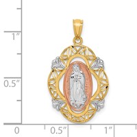 14K Two-tone Pendant with White Rhodium Our Lady of Guadalupe view 3